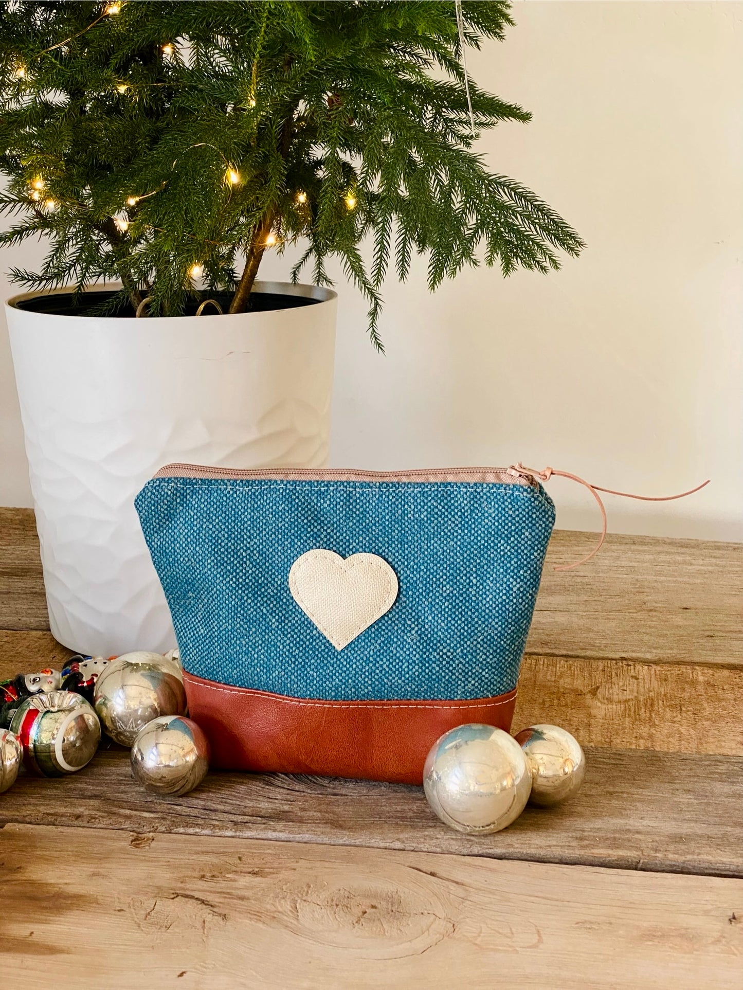 Cositas Bag Cream Heart on Blue