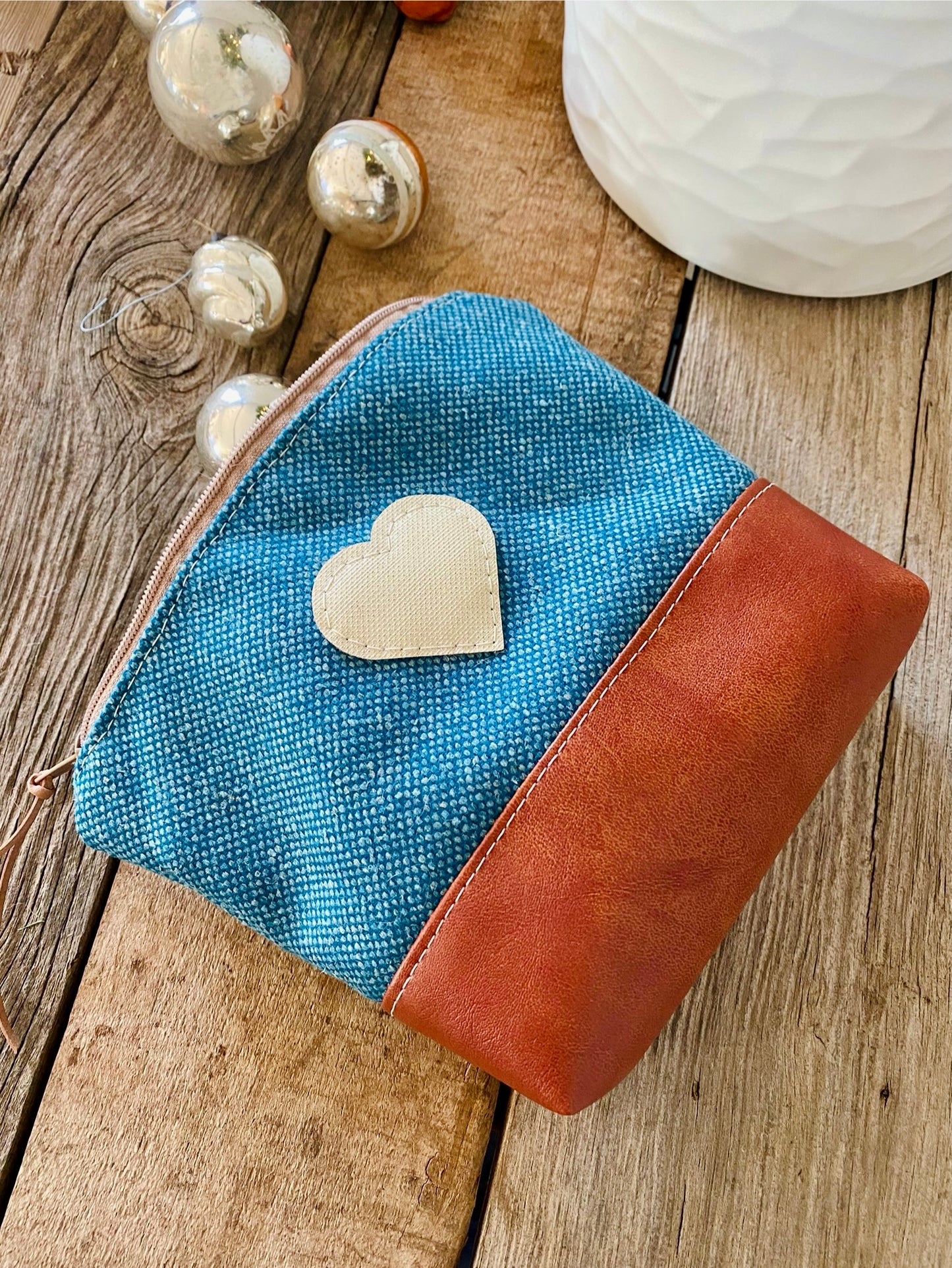 Cositas Bag Cream Heart on Blue